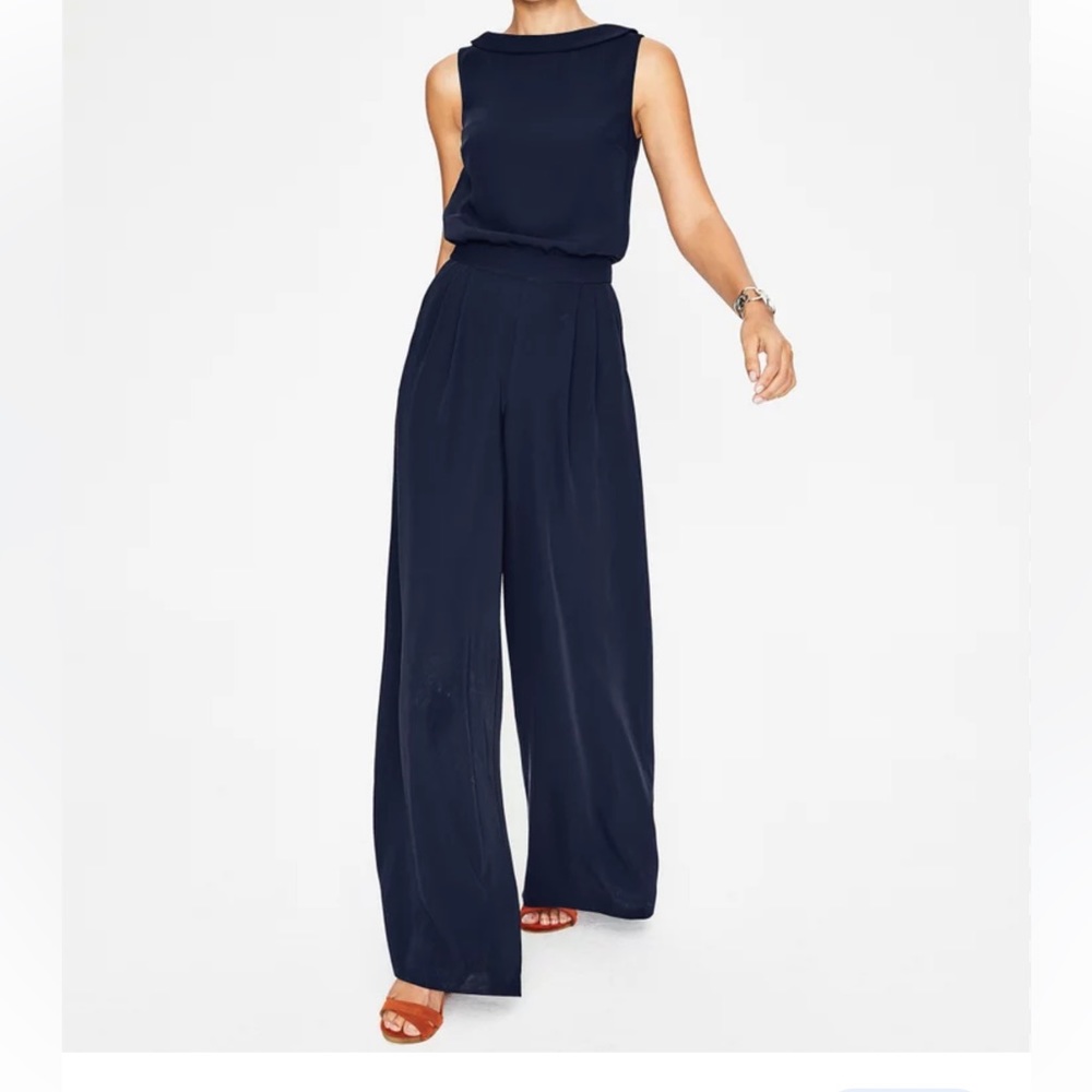 Boden Clarissa Navy Blue Wide Leg Dressy Jumper Sleeveless Size 14